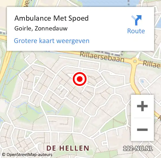 Locatie op kaart van de 112 melding: Ambulance Met Spoed Naar Goirle, Zonnedauw op 19 juni 2019 11:43