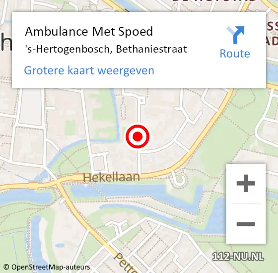 Locatie op kaart van de 112 melding: Ambulance Met Spoed Naar 's-Hertogenbosch, Bethaniestraat op 19 juni 2019 11:52