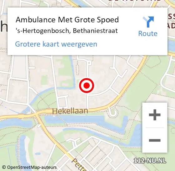 Locatie op kaart van de 112 melding: Ambulance Met Grote Spoed Naar 's-Hertogenbosch, Bethaniestraat op 19 juni 2019 12:14