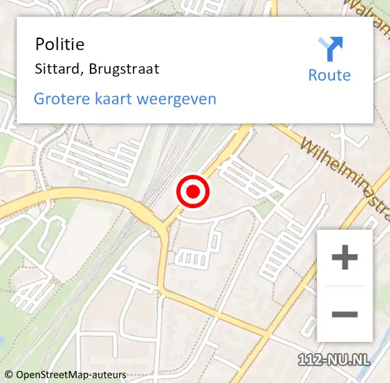 Locatie op kaart van de 112 melding: Politie Sittard, Brugstraat op 19 juni 2019 13:18