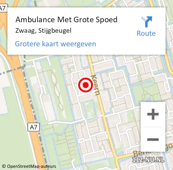Locatie op kaart van de 112 melding: Ambulance Met Grote Spoed Naar Zwaag, Stijgbeugel op 19 juni 2019 13:20