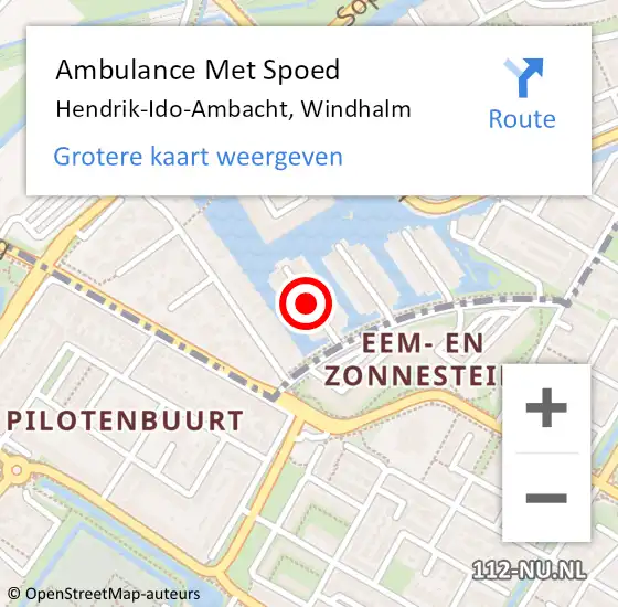 Locatie op kaart van de 112 melding: Ambulance Met Spoed Naar Hendrik-Ido-Ambacht, Windhalm op 19 juni 2019 13:36