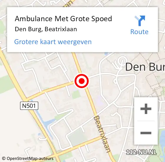 Locatie op kaart van de 112 melding: Ambulance Met Grote Spoed Naar Den Burg, Gasthuisstraat op 19 juni 2019 14:16
