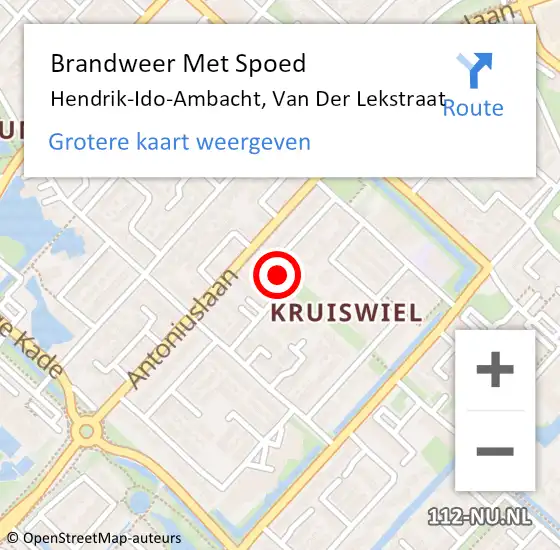Locatie op kaart van de 112 melding: Brandweer Met Spoed Naar Hendrik-Ido-Ambacht, Van Der Lekstraat op 19 juni 2019 14:39