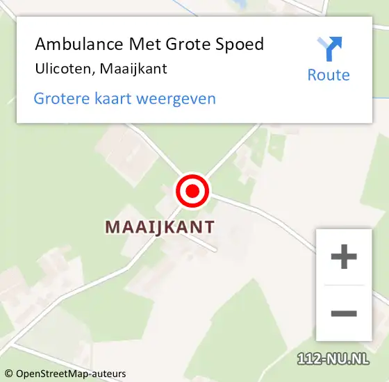 Locatie op kaart van de 112 melding: Ambulance Met Grote Spoed Naar Ulicoten, Maaijkant op 19 juni 2019 14:42