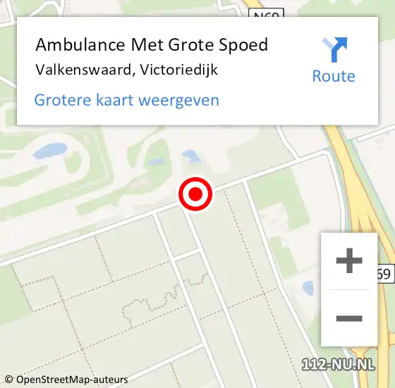Locatie op kaart van de 112 melding: Ambulance Met Grote Spoed Naar Valkenswaard, Victoriedijk op 19 juni 2019 15:51