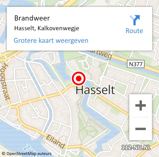 Locatie op kaart van de 112 melding: Brandweer Hasselt, Kalkovenwegje op 19 juni 2019 16:39