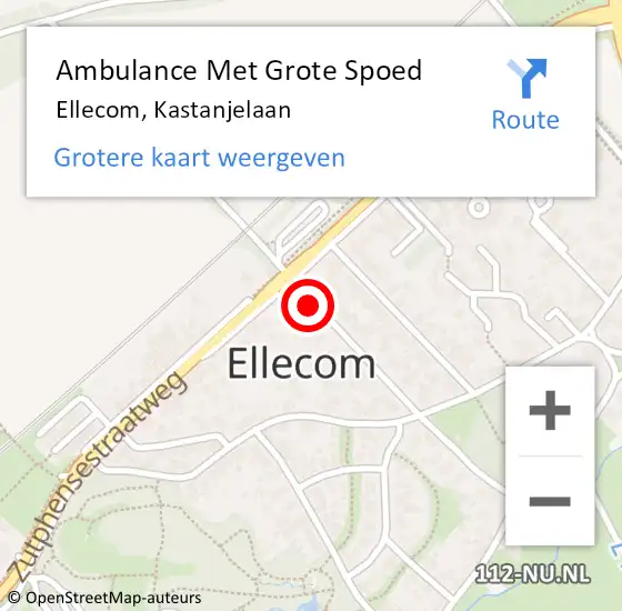 Locatie op kaart van de 112 melding: Ambulance Met Grote Spoed Naar Ellecom, Kastanjelaan op 19 juni 2019 19:21