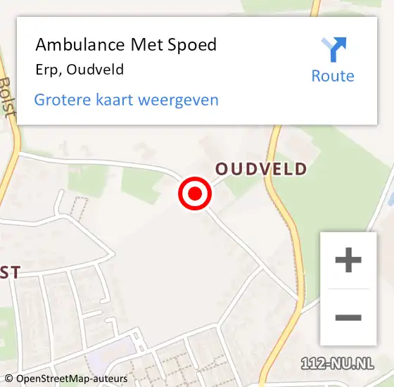 Locatie op kaart van de 112 melding: Ambulance Met Spoed Naar Erp, Oudveld op 19 juni 2019 19:36