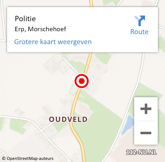 Locatie op kaart van de 112 melding: Politie Erp, Morschehoef op 19 juni 2019 19:39