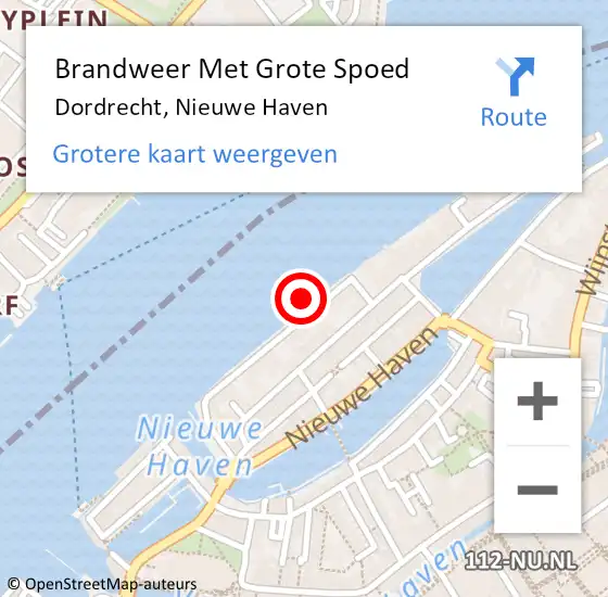 Locatie op kaart van de 112 melding: Brandweer Met Grote Spoed Naar Dordrecht, Nieuwe Haven op 19 juni 2019 20:17