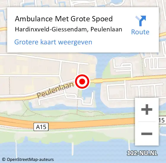 Locatie op kaart van de 112 melding: Ambulance Met Grote Spoed Naar Hardinxveld-Giessendam, Peulenlaan op 19 juni 2019 22:43