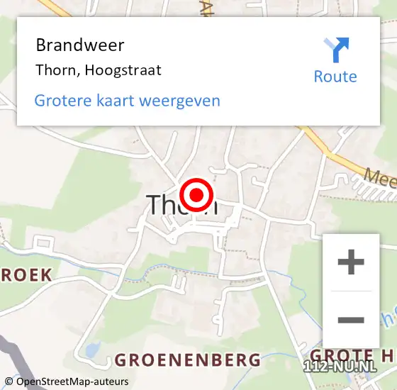 Locatie op kaart van de 112 melding: Brandweer Thorn, Hoogstraat op 20 juni 2019 04:23