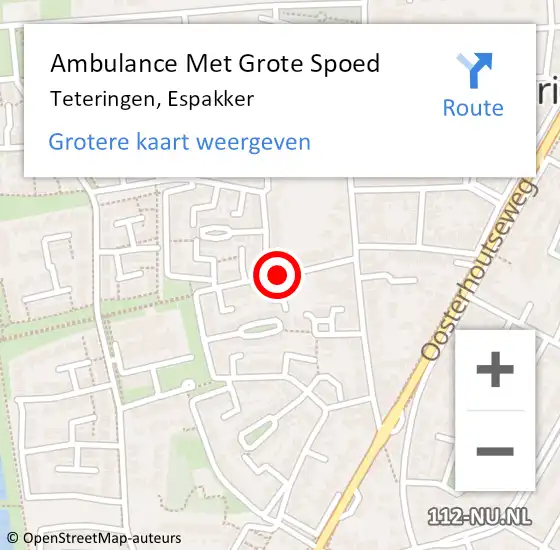 Locatie op kaart van de 112 melding: Ambulance Met Grote Spoed Naar Teteringen, Espakker op 20 juni 2019 05:35