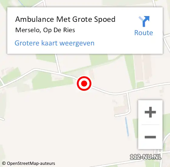 Locatie op kaart van de 112 melding: Ambulance Met Grote Spoed Naar Merselo, Op de Ries op 20 juni 2019 06:45