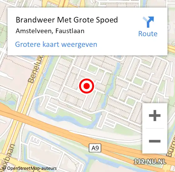 Locatie op kaart van de 112 melding: Brandweer Met Grote Spoed Naar Amstelveen, Faustlaan op 20 juni 2019 09:12
