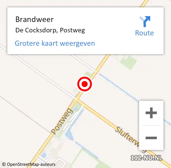 Locatie op kaart van de 112 melding: Brandweer De Cocksdorp, Postweg op 20 juni 2019 09:43