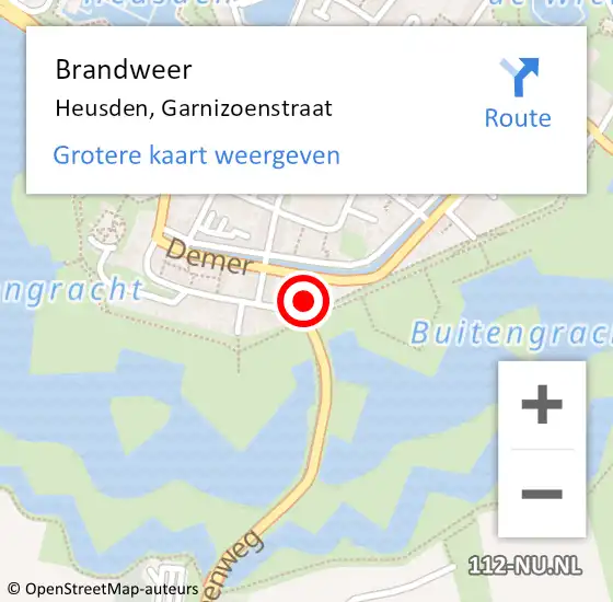 Locatie op kaart van de 112 melding: Brandweer Heusden, Garnizoenstraat op 20 juni 2019 10:09
