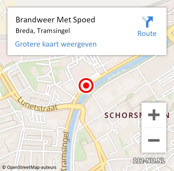 Locatie op kaart van de 112 melding: Brandweer Met Spoed Naar Breda, Tramsingel op 20 juni 2019 10:44