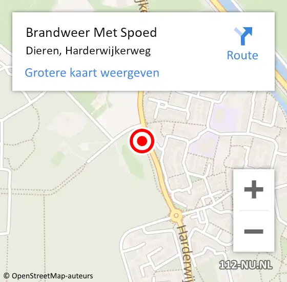 Locatie op kaart van de 112 melding: Brandweer Met Spoed Naar Dieren, Harderwijkerweg op 20 juni 2019 13:00