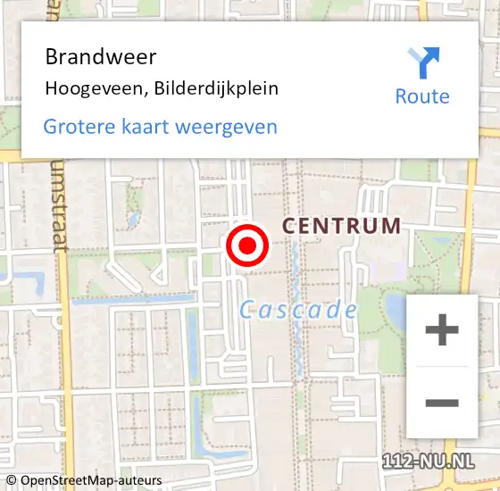 Locatie op kaart van de 112 melding: Brandweer Hoogeveen, Bilderdijkplein op 20 juni 2019 13:17