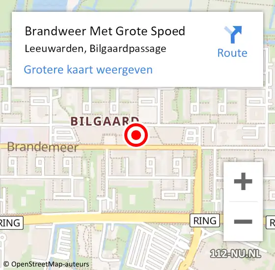 Locatie op kaart van de 112 melding: Brandweer Met Grote Spoed Naar Leeuwarden, Bilgaardpassage op 20 juni 2019 13:22