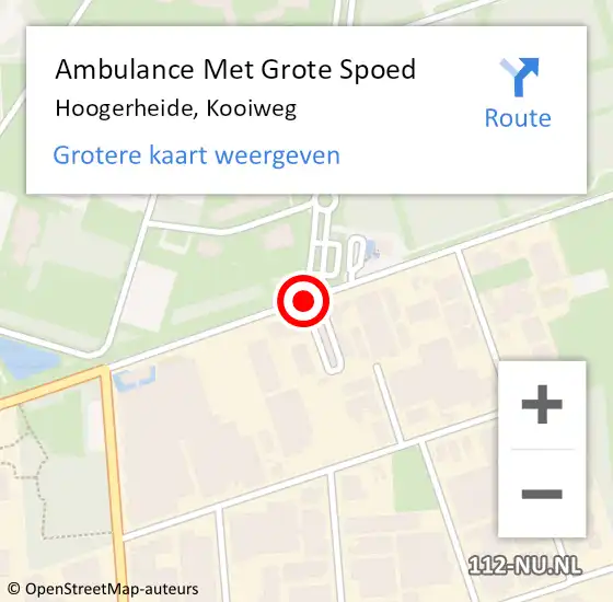Locatie op kaart van de 112 melding: Ambulance Met Grote Spoed Naar Hoogerheide, Kooiweg op 20 juni 2019 14:05