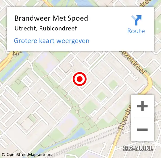 Locatie op kaart van de 112 melding: Brandweer Met Spoed Naar Utrecht, Rubicondreef op 20 juni 2019 15:21