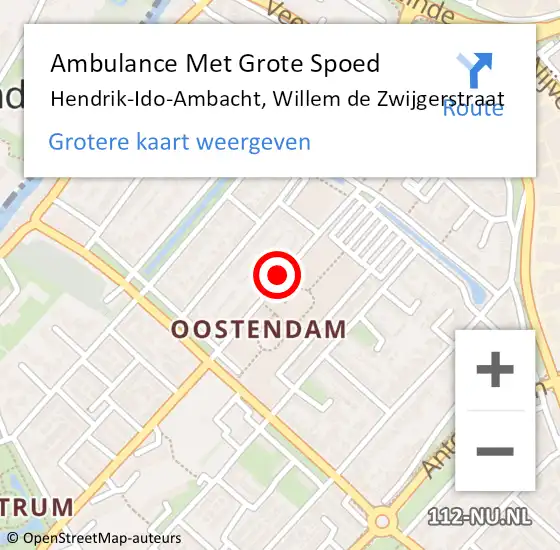 Locatie op kaart van de 112 melding: Ambulance Met Grote Spoed Naar Hendrik-Ido-Ambacht, Willem de Zwijgerstraat op 20 juni 2019 15:27