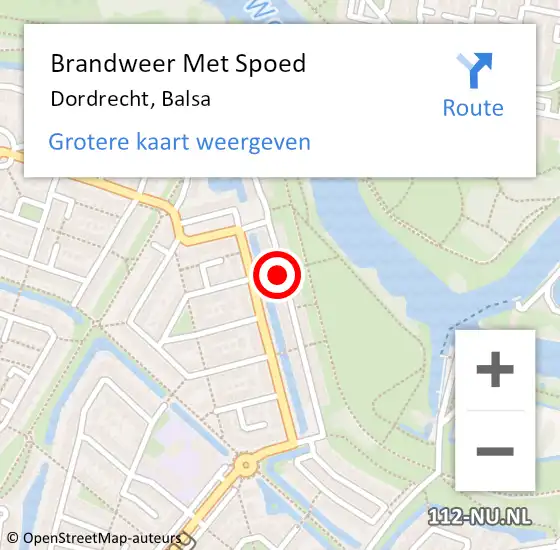 Locatie op kaart van de 112 melding: Brandweer Met Spoed Naar Dordrecht, Balsa op 20 juni 2019 16:13