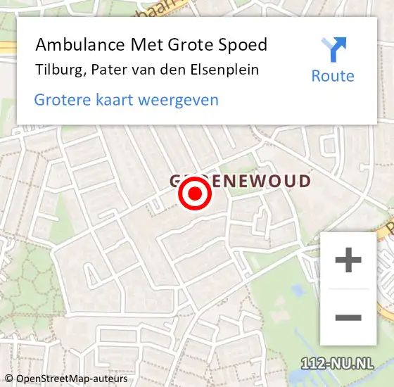 Locatie op kaart van de 112 melding: Ambulance Met Grote Spoed Naar Tilburg, Pater van den Elsenplein op 20 juni 2019 16:57