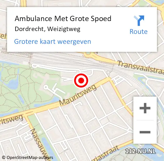 Locatie op kaart van de 112 melding: Ambulance Met Grote Spoed Naar Dordrecht, Weizigtweg op 20 juni 2019 18:22