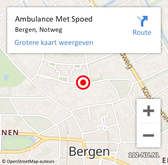 Locatie op kaart van de 112 melding: Ambulance Met Spoed Naar Bergen, Notweg op 20 juni 2019 18:32