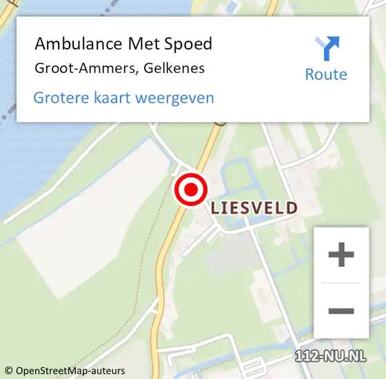 Locatie op kaart van de 112 melding: Ambulance Met Spoed Naar Groot-Ammers, Gelkenes op 20 juni 2019 19:06