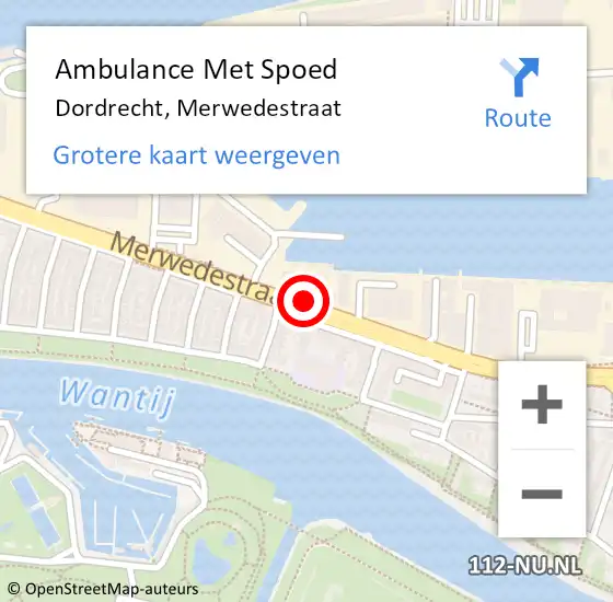 Locatie op kaart van de 112 melding: Ambulance Met Spoed Naar Dordrecht, Merwedestraat op 20 juni 2019 19:09