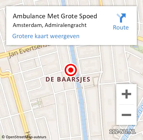 Locatie op kaart van de 112 melding: Ambulance Met Grote Spoed Naar Amsterdam, Admiralengracht op 20 juni 2019 19:13