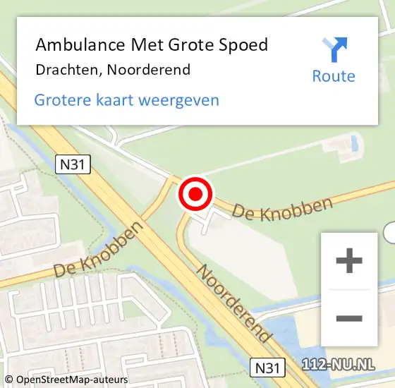 Locatie op kaart van de 112 melding: Ambulance Met Grote Spoed Naar Drachten, Noorderend op 20 juni 2019 20:28