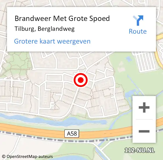 Locatie op kaart van de 112 melding: Brandweer Met Grote Spoed Naar Tilburg, Berglandweg op 20 juni 2019 21:00