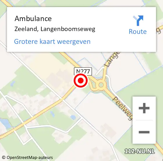 Locatie op kaart van de 112 melding: Ambulance Zeeland, Langenboomseweg op 20 juni 2019 21:24