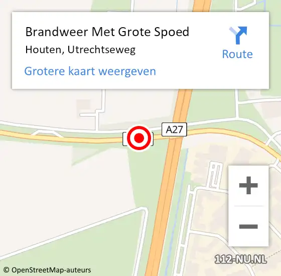 Locatie op kaart van de 112 melding: Brandweer Met Grote Spoed Naar Houten, Utrechtseweg op 20 juni 2019 22:03