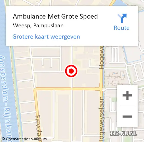 Locatie op kaart van de 112 melding: Ambulance Met Grote Spoed Naar Weesp, Pampuslaan op 21 juni 2019 00:02