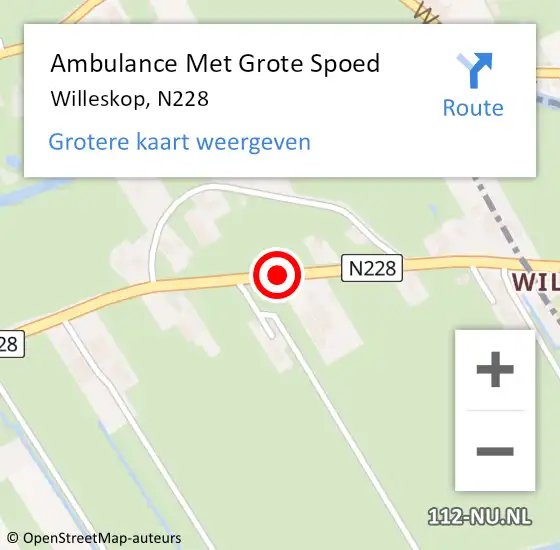 Locatie op kaart van de 112 melding: Ambulance Met Grote Spoed Naar Willeskop, N228 op 21 juni 2019 01:18