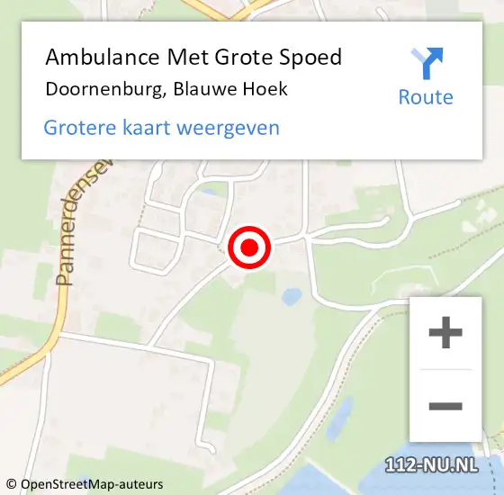 Locatie op kaart van de 112 melding: Ambulance Met Grote Spoed Naar Doornenburg, Blauwe Hoek op 21 juni 2019 02:09