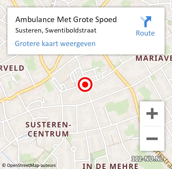 Locatie op kaart van de 112 melding: Ambulance Met Grote Spoed Naar Susteren, Swentiboldstraat op 21 juni 2019 07:40