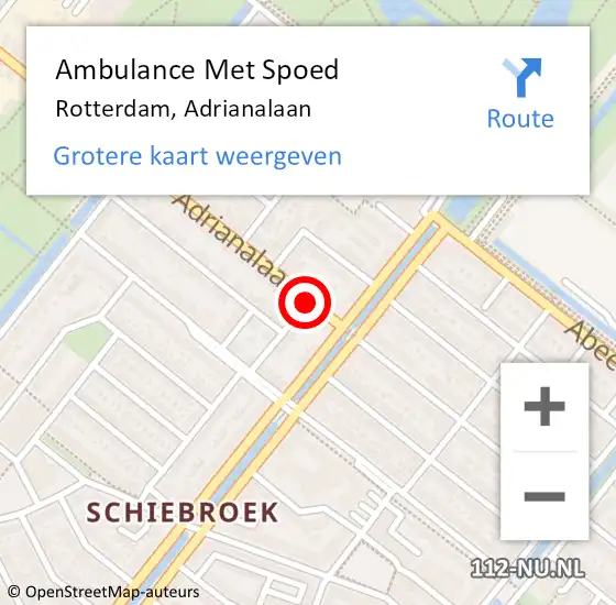 Locatie op kaart van de 112 melding: Ambulance Met Spoed Naar Rotterdam, Adrianalaan op 21 juni 2019 10:17