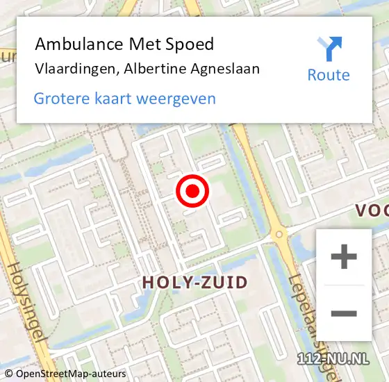 Locatie op kaart van de 112 melding: Ambulance Met Spoed Naar Vlaardingen, Albertine Agneslaan op 21 juni 2019 14:28