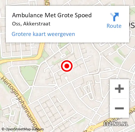 Locatie op kaart van de 112 melding: Ambulance Met Grote Spoed Naar Oss, Akkerstraat op 21 juni 2019 17:40
