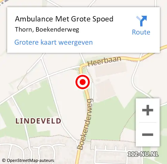 Locatie op kaart van de 112 melding: Ambulance Met Grote Spoed Naar Thorn, Boekenderweg op 21 juni 2019 17:54