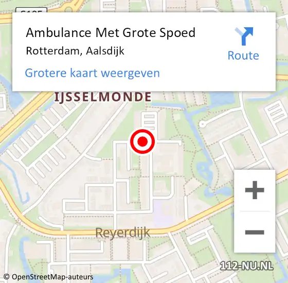 Locatie op kaart van de 112 melding: Ambulance Met Grote Spoed Naar Rotterdam, Aalsdijk op 21 juni 2019 21:03