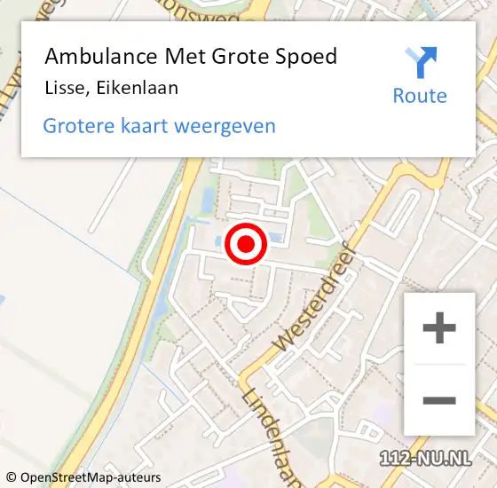 Locatie op kaart van de 112 melding: Ambulance Met Grote Spoed Naar Lisse, Eikenlaan op 22 juni 2019 08:36